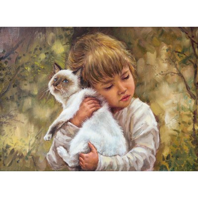 Puzzle Nova-Puzzle-41073 Die Katze und die Liebe des kleinen Mädchens