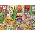  Cobble-Hill-54652 Catching Santa - Family Puzzle (Different Pieces Sizes)