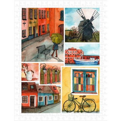 Pintoo-H1688 Puzzle aus Kunststoff - Beautiful Collage of Tranquil Streets