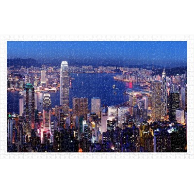 Puzzle Pintoo-H2089 Aerial view of Hong Kong Victoria Harbor at night