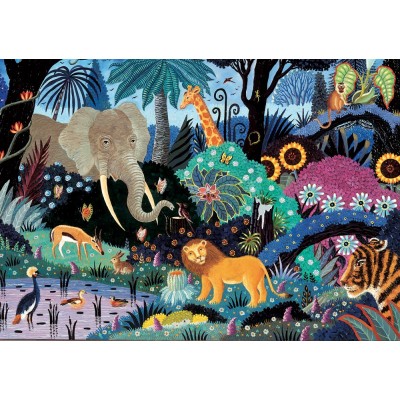 Puzzle-Michele-Wilson-K065-50 Handgeschnittenes Holzpuzzle - Night In The Jungle
