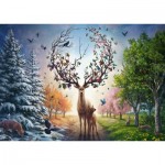 Puzzle  Ravensburger-01088 Der Magische Hirsch und die Vier Jahreszeiten