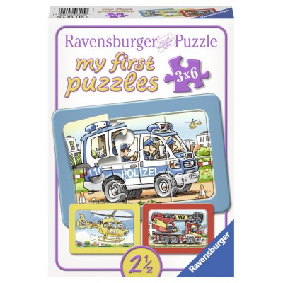 Ravensburger-06115 My first Rahmenpuzzle - Feuerwehr, Polizei, Krankenwagen