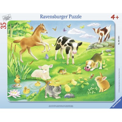 Ravensburger-06119 Rahmenpuzzle - Tiere auf der Wiese