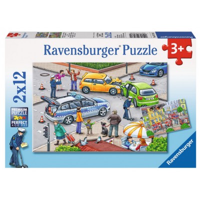 Puzzle Ravensburger-07578 Mit Blaulicht unterwegs