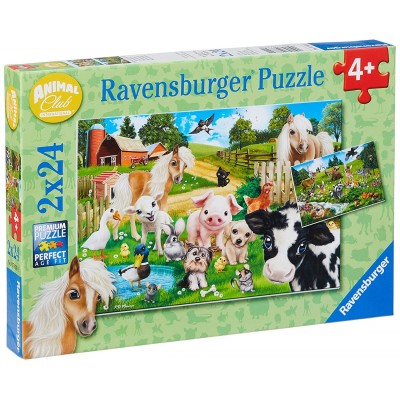 Ravensburger-07830 2 Puzzles - Tiere auf dem Bauernhof