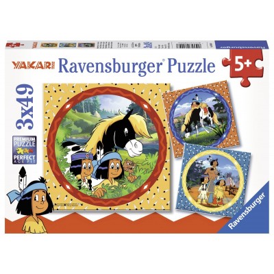 Ravensburger-08000 3 Puzzles - Yakari