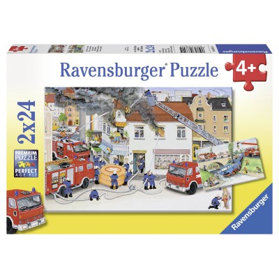 Ravensburger-08851 2 Puzzles - Bei der Feuerwehr