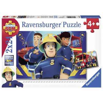 Ravensburger-09042 2 Puzzles - Feuerwehrmann Sam hilft in der Not