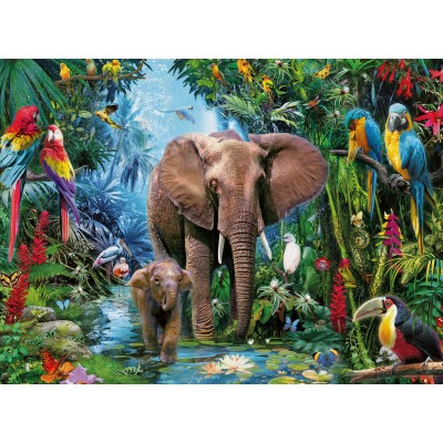 Puzzle Ravensburger-12901 XXL Teile - Dschungelelefanten