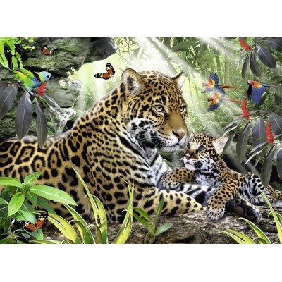 Puzzle Ravensburger-14486 Jaguar Nachwuchs
