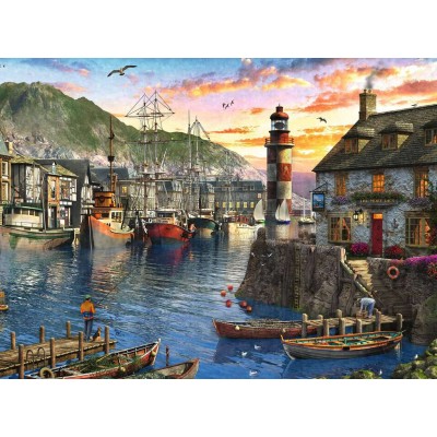 Puzzle Ravensburger-15045 Sonnenaufgang im Hafen