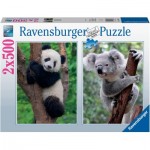  Ravensburger-17288 2 Puzzles - Panda und Koala