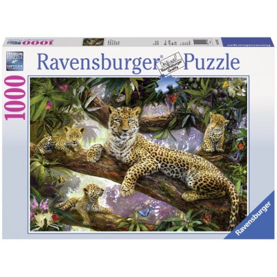 Puzzle Ravensburger-19148 Die Leopardenmutter und ihre Babys