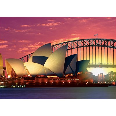 Puzzle Ravensburger-19211 Oper mit Harbour Bridge, Sydney