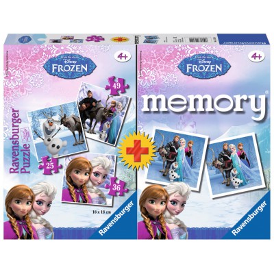 Ravensburger-22311 Frozen - Die Eiskönigin: 3 Puzzles + Memory