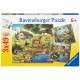 Puzzle 3 x 49 Teile - Zoo, wiilde und Haustiere