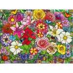   Wellness & Puzzle - Buntglasblumen