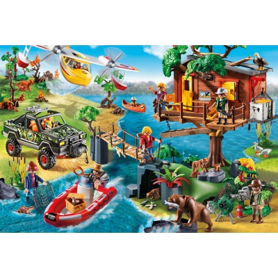 Puzzle Schmidt-Spiele-56164 Playmobil, Baumhaus inklusive Figur