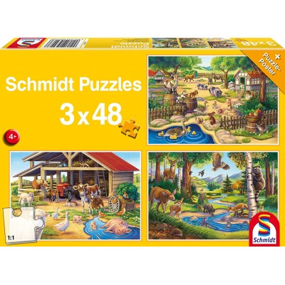 Schmidt-Spiele-56203 3 Puzzles - Alle meine Lieblingstiere