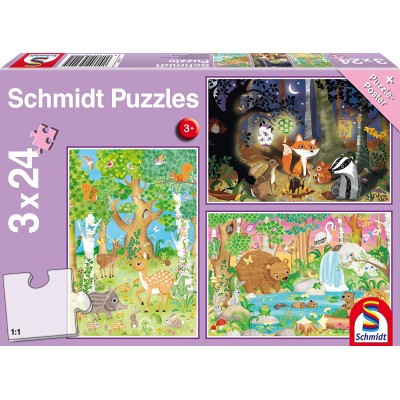 Schmidt-Spiele-56220 3 Puzzles - Waldtiere