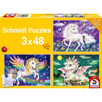 Puzzle Schmidt-Spiele-56377 Fabeltiere (3x48 Teile)