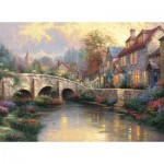 Puzzle  Schmidt-Spiele-57466 Thomas Kinkade - Bei der alten Brücke
