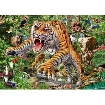 Puzzle Schmidt-Spiele-58226 Tiger Angriff