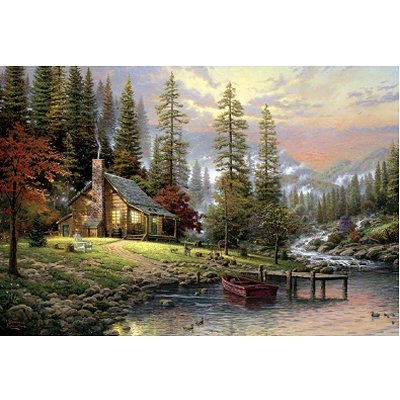 Puzzle Schmidt-Spiele-58455 Thomas Kinkade: Haus in den Bergen