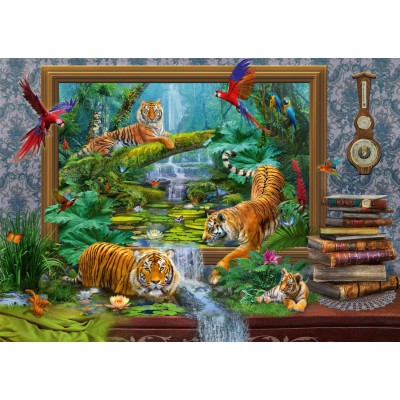 Puzzle Schmidt-Spiele-59337 Jan Patrik Krasny, Coming to Life, Tiger im Dschungel