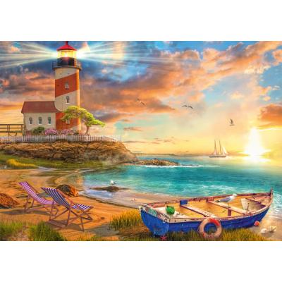 Puzzle Schmidt-Spiele-59765 Sonnenuntergang in der Leuchtturm-Bucht