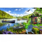 Puzzle  Sunsout-30159 Hütte am See