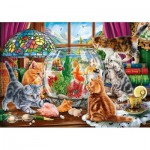 Puzzle  Sunsout-42973 XXL Teile - Kittens and the Aquarium