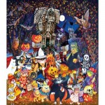 Puzzle   XXL Teile - Cats and Dogs on Halloween