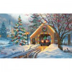 Puzzle   XXL Teile - Covered Bridge at Christmas