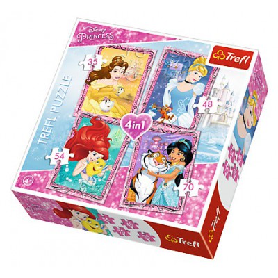 Trefl-34256 4 Puzzles - Disney Princess