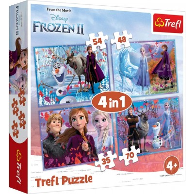 Trefl-34323 4 Puzzles - La Reine des Neiges