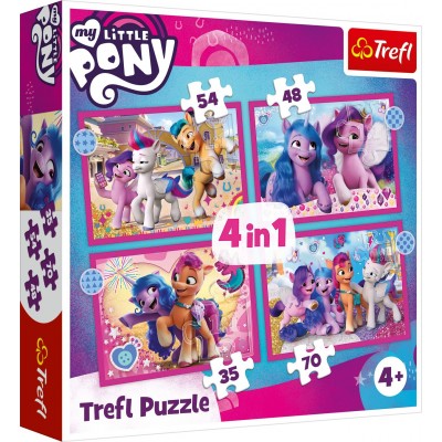 Trefl-34375 4 Puzzles - My Little Pony