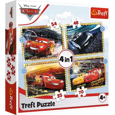Trefl-34608 4 Puzzles - Cars 3
