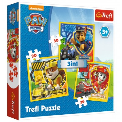 Trefl-34839 3 Puzzles - Paw Patrol