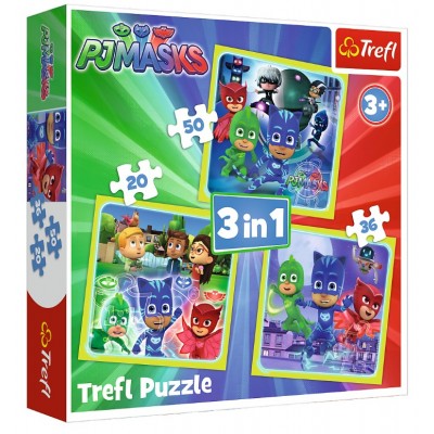 Trefl-34840 3 Puzzles - PJ Masks