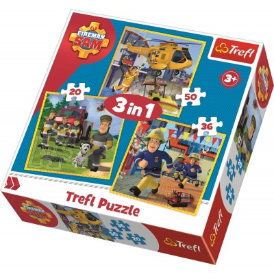 Puzzle Trefl-34844 3 in 1 - Fireman Sam in action
