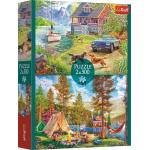  Trefl-37497 2 Puzzles - Entspannung Im Sommer